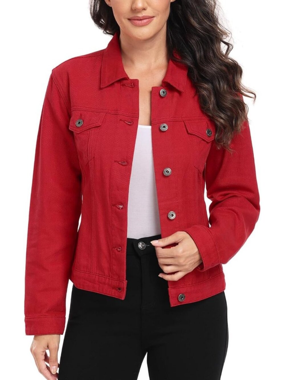 Classic Women's Denim Jacket - Button Up Jean Jacket, Casual Chic Outerwear